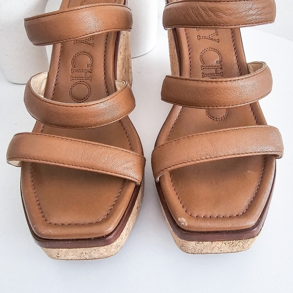 Jimmy Choo Athenia brown leather strappy platform wedge make sandals size 36 - Picture 3 of 14